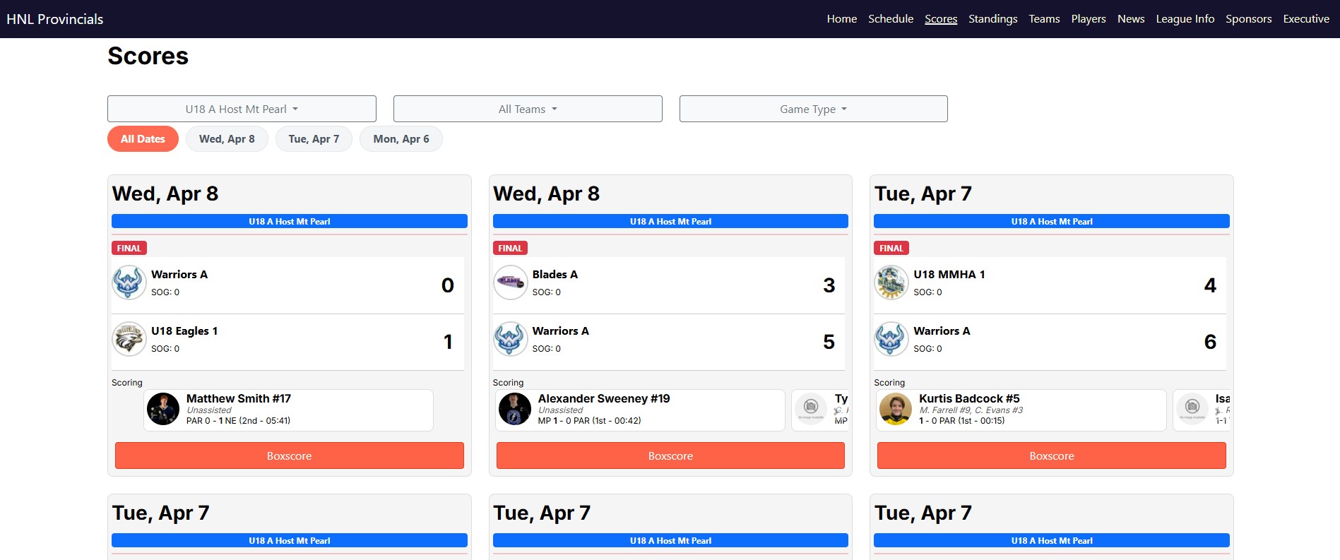 Live Scores Screenshot